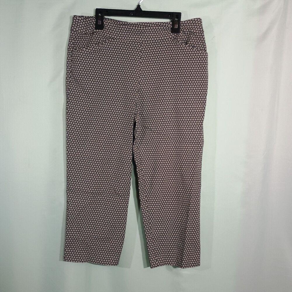 Women’s Geometric Print Capri Pants Cropped Straight Leg Career Office Trousers